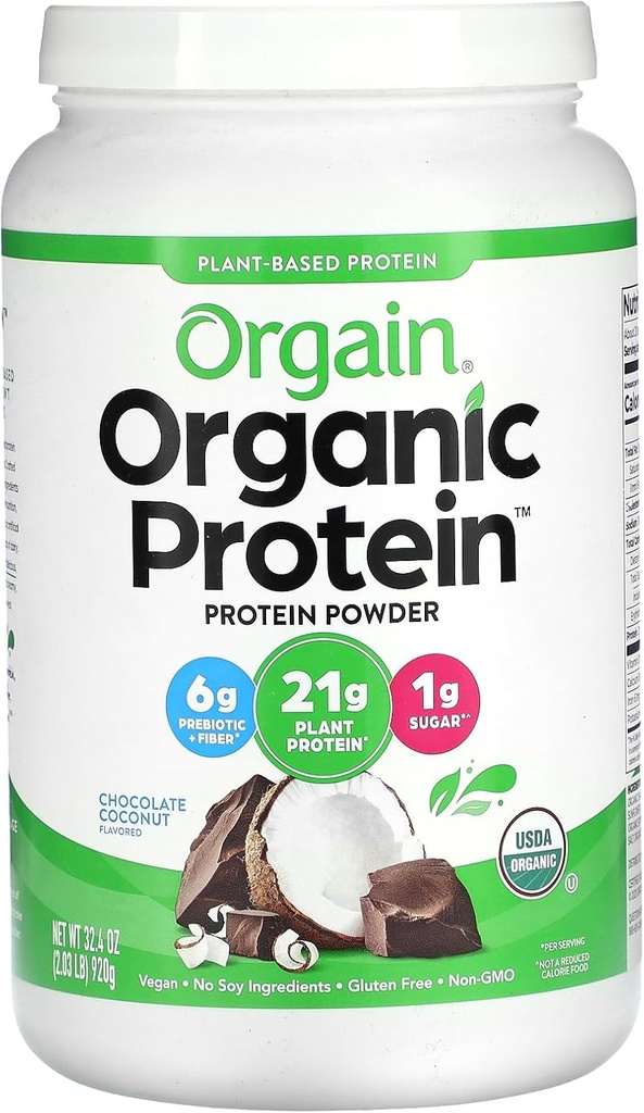 Orgain Organic Vegan Protein Powder, suklaa Kookospähkinä 2 lb