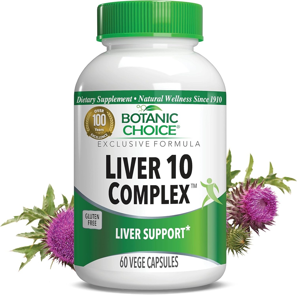 Kasvitieteellinen valinta Liver 10 Complex - Premium Liver Health Support and Wellness Supplement - Luonnollinen kasviperäisten Blend maito Thistle Extract, lesitiini, ja Curcumin C3-60 pillereitä