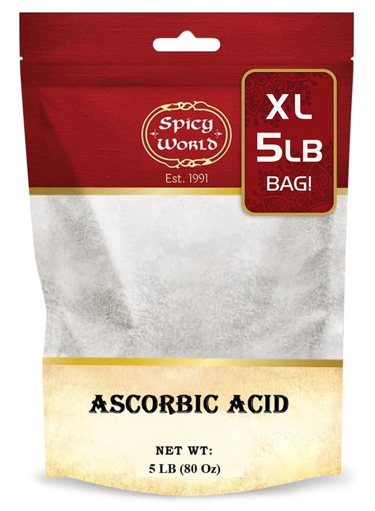 Mausteinen maailma Askorbiinihappo C-vitamiini Powder 5 LB - ravintolisä, Pure VIT C Powder USP Bulk