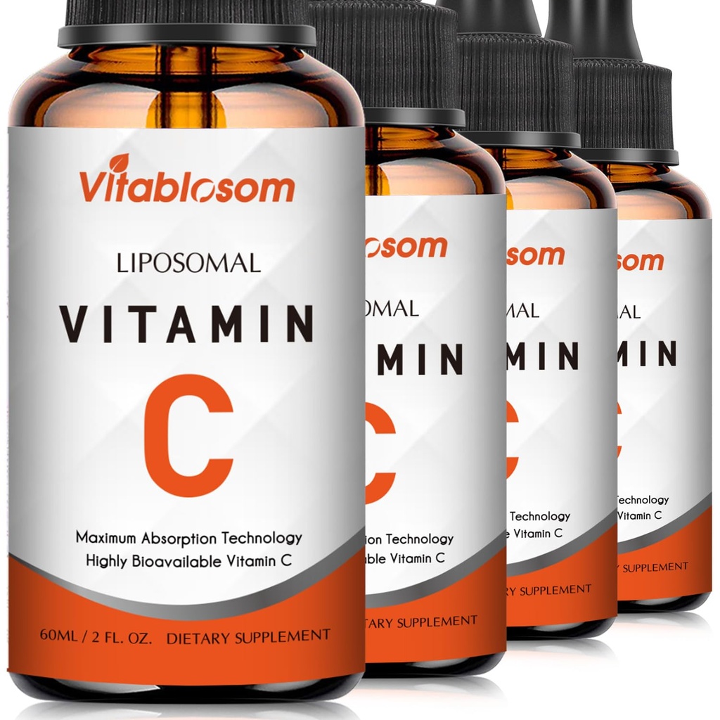 Liposomaalinen C-vitamiini 2000 mg nestemäinen aikuisille, suuri imeytyvä VIT C, Maksimoi C-vitamiini, immuunijärjestelmä & antioksidantti, 60ML (4 pulloa)