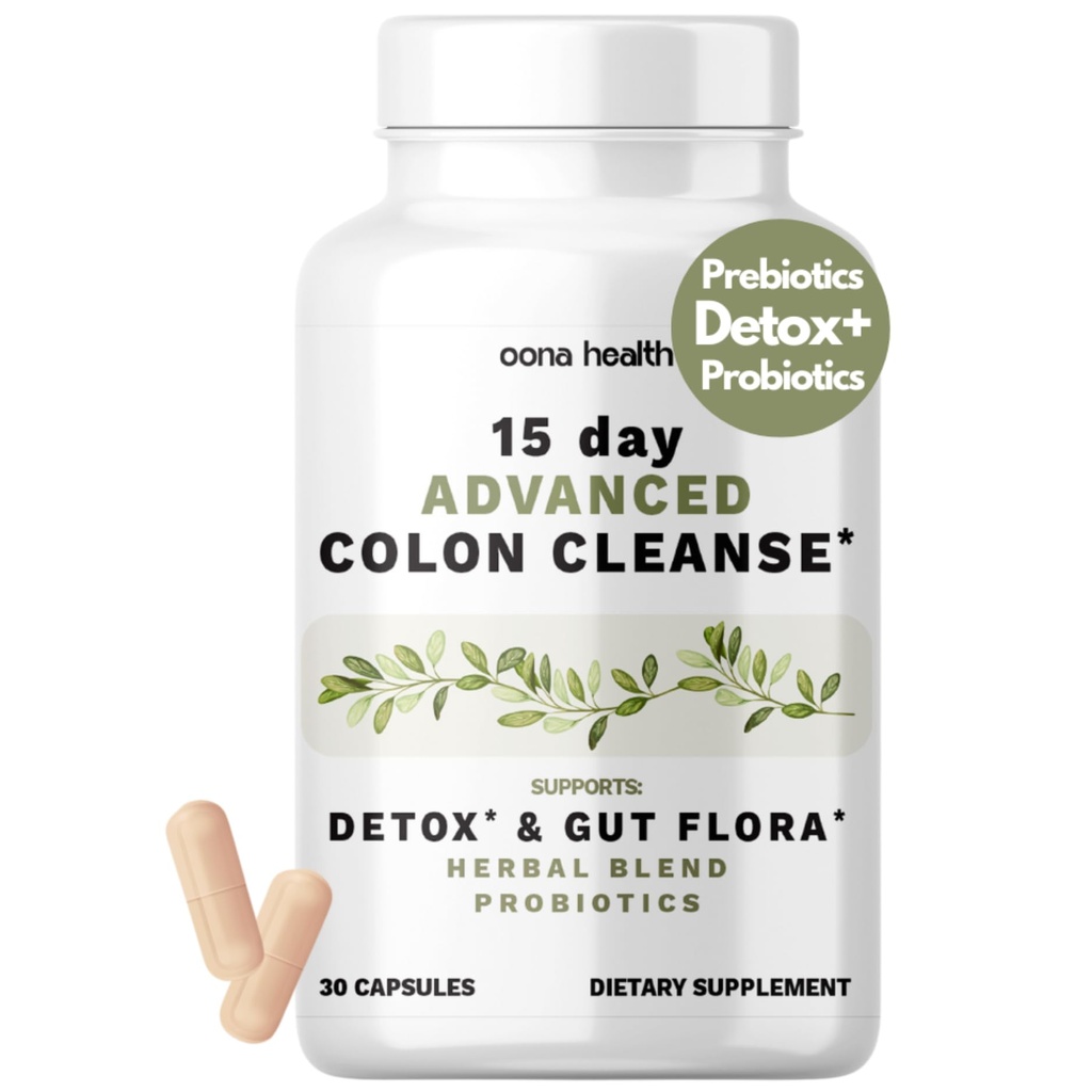 15 Day Advanced Colon Cleanse, Probiotics & Natural Herbs, stöder Detox & Gut Flora för kvinnor och män, med Cascara Sagrada, Psyllium Husk & Senna Leaf, 30 kapslar 1-2 Daily | 15 Day Cleanse