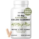 15 Day Advanced Colon Cleanse, Probiotics & Natural Herbs, stöder Detox & Gut Flora för kvinnor och män, med Cascara Sagrada, Psyllium Husk & Senna Leaf, 30 kapslar 1-2 Daily | 15 Day Cleanse
