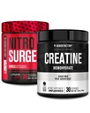Jacked Factory NITROSURGE Shred Pre workout täydennysosa (musta kirsikka, 30 Servings) & Creatiini Monohydraattijauhe (mautonta, 30 tarjoilua)