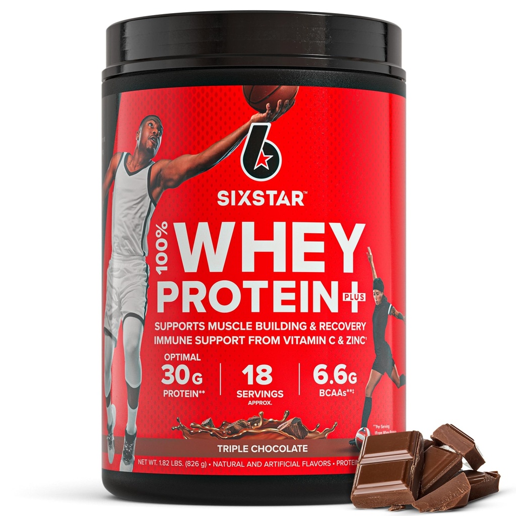 Sex Star Whey Protein Powder Plus - Muscle Building & Recovery Formel med Whey Isolate Powder, BCAA, 30g Protein, Immune Support - Post-Workout Supplement - Triple Chocolate, 1,8 lbs