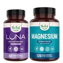 Nested Naturals Luna Sleep Aid & Magnesium Glycinate Chelate for sleep, rentoutuminen, & toipuminen (180 kapselia)