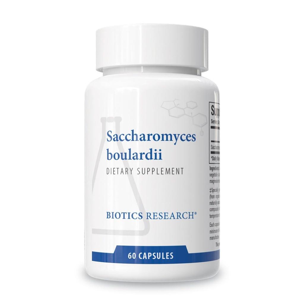 Biotics Research Saccharomyces boulardii Probiotics Supplement - 235 mg / Serving-Stöder GI Health Microbial Balance, Healthy Immune & Pathway Responses - Dairy-Free, Temperature-Stable - 60 kapslar