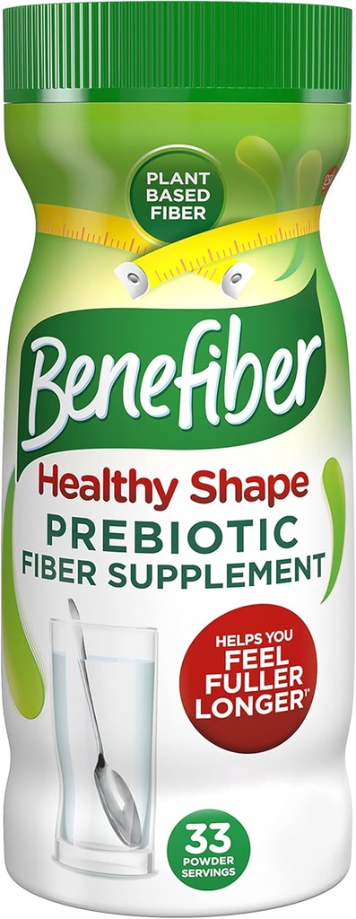 Benefiber Healthy Shape Prebiotic Fiber Supplement Powder for Dgestive Health, Daily Fiber Powder - 33 Servings (8.7 Ounces)