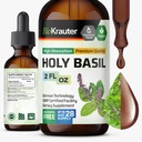 BIO KRAUTER Holy Basil Tincture - Tulsi Powder Liquid Extract - Tukee rauhallisuutta ja rentoutumista - Ursolic Acid Supplement - Alkoholiton ja sokeriton - Vegan Drops 2 Fl.Oz.