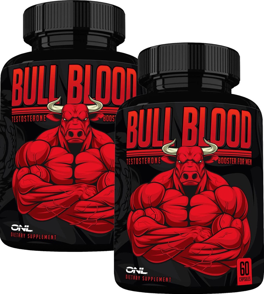 ONL Bull Blood Testosteroni Booster - Korkea Potenssi Mies Enhanceing Testosteroni täydentää kestävyyttä ja kestävyyttä - Test Booster Maca Root, Kiimainen Goat Weed & Tongkat Ali - 120 kapselia (2-Pack)