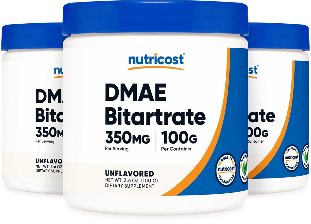 Nutricost Pure DMAE-Bitartraattijauhe 100G (3 pulloa)