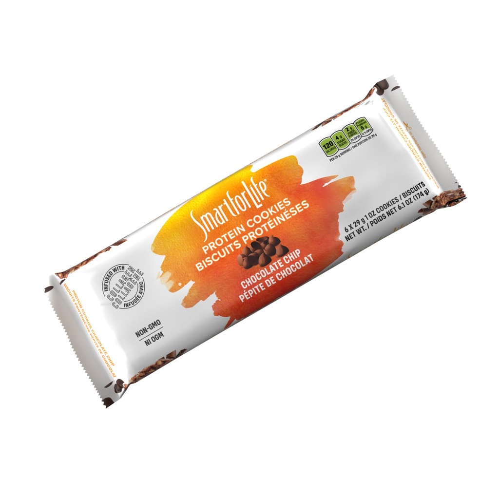 Smart for Life Chocolate Chip Protein Evästeet - High Protein Cookie Diet - 6 Count - Ateriankorvike - On-the-Go Välipala - Low Sugar Low Calories Super High Fiber Cookies - Protein Välipala