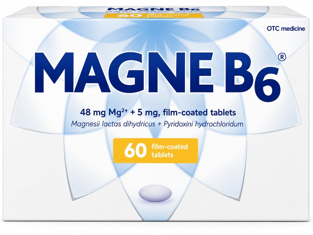 Sanofi Magne B6 Magnesium - ja pyridoksiinipäällystetyt tabletit, 60