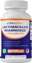 Vitamatic Lactobacillus Rhamnosus 5 miljardia per DR-kapseli (10 miljardia per 2 kapselia) - 60 Count - Advanced Digestive & Immuno Support - Valmistettu prebioottisella inuliinikuitu