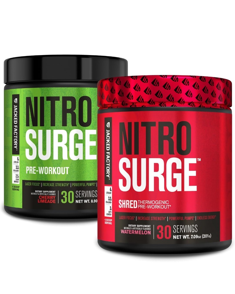 Jacked Factory Nitrosurge Esityö Cherry Limeade & Watermelon Nitrosurge Silppua Termogeeninen Esityö miehille & naisille