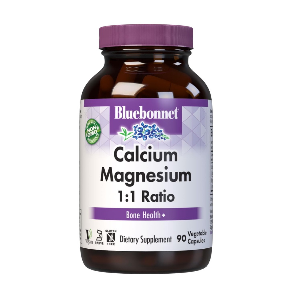 BlueBonnet Kalsium Magnesium 1:1 Ratio Kasvissyöjäkapselit, 90