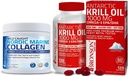 Bronson Marine Collagen Peptides Hydrolyzed Protein Powder + Antarctic Krill Oil 1000 mg med Omega-3s EPA DHA
