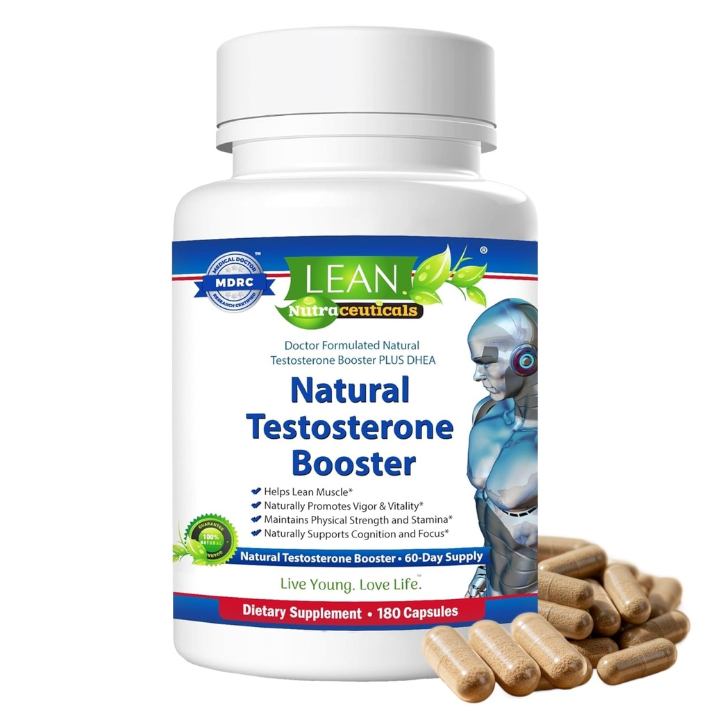 Lean Nutra Men's Hormone Support - 180 kapslar - Natural Testosterone Support Supplement med Maca, Fenugreek, Tongkat Ali, Zink, Tribulus, DHEA - Energi, Balans, Styrka & Wellness för Män