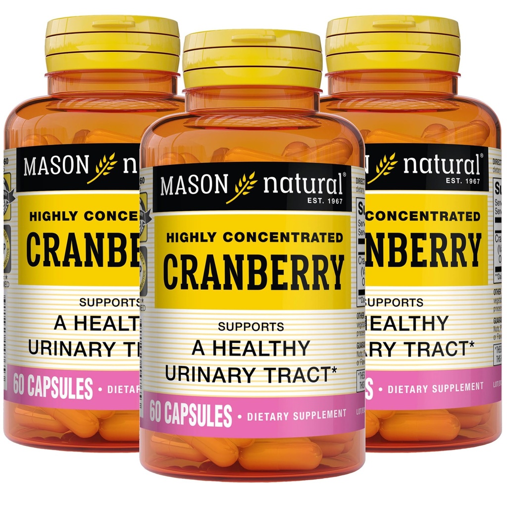 MASON NATURAL Cranberry Erittäin tiivistetty 900 mg, 3 kuukautta Supply, antioksidantti ja immuuni terveys, tukee terve virtsateiden, 3 pakkaus