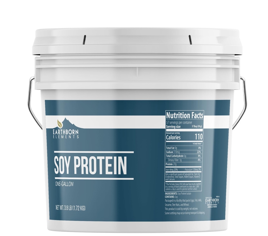 Earthborn Elements Soy Protein Powder 1 Gallon Bucket, Alltid Pure, Smoothies & Shakes (60,8 Ounces)