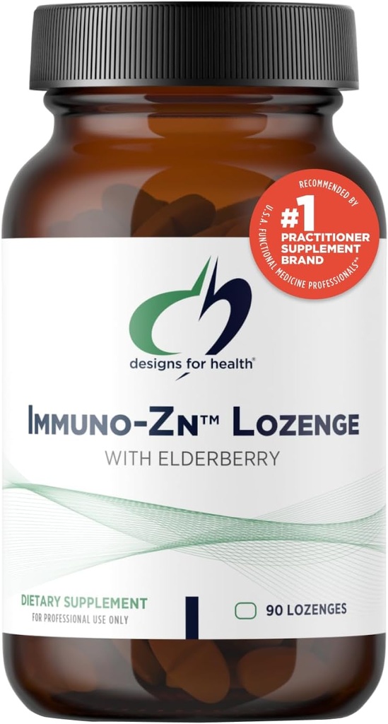 Designs for Health Immuno-Zn Lozenge - 25 mg Sinkki + Elderberry Quick liuotus tabletteja, Immuuni Support Supplement - Ei-GMO Delicious Natural Berry Flavor (90 Lozenges)