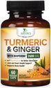 Gurkmeja Curcumin Supplement 2600mg - med organisk ingefära & gurkmeja, BioPerine Black Pepper Extract 95% Curcuminoids - Avancerad Absorption Joint & Antioxidant Extra Strength Support - 60 kapslar