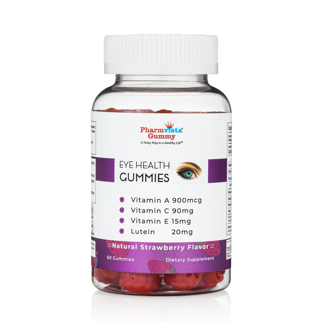 Eye Health Support Gummy - Vitamin A + C + E + Lutein - Glutenfri, Vegan Friendly Supplement - 60 greve