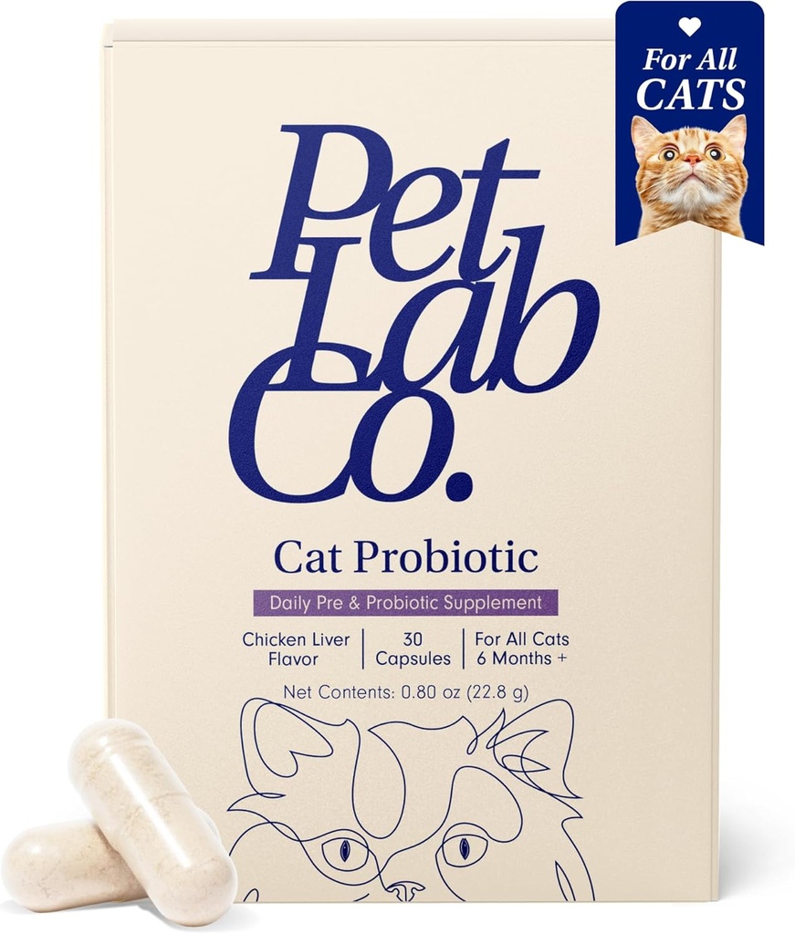 PetLab Co. Probiootit Kissat, Tuki Gut Health, Satunnainen ripuli, Ruoansulatuskanavan terveys ja immuuni tuki - Helppo käyttää - 30