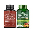Terveellinen hyvinvointi Super-Absorb Multi Collagen pillerit (tyyppi I III V X) Organic Yrtit ja Bioperine + Koko ruoka Multivitamiini miesten - Luonnollinen monivitamiinit, mineraalit, orgaaniset uutteet Bundle
