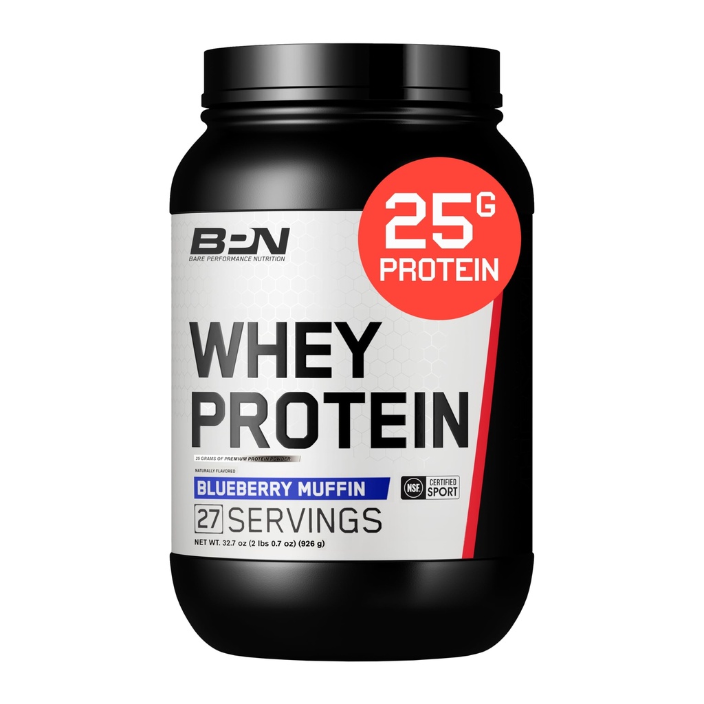 BARE SUORITUSKYKY RAVINTO, BPN Whey Protein + Casein Protein Powder Blend, Blueberry Muffin, 25g Proteiini per tarjoilu tukee Lean Muscle Recovery, 27 Tarjoilut, Kolmas osapuoli testattu