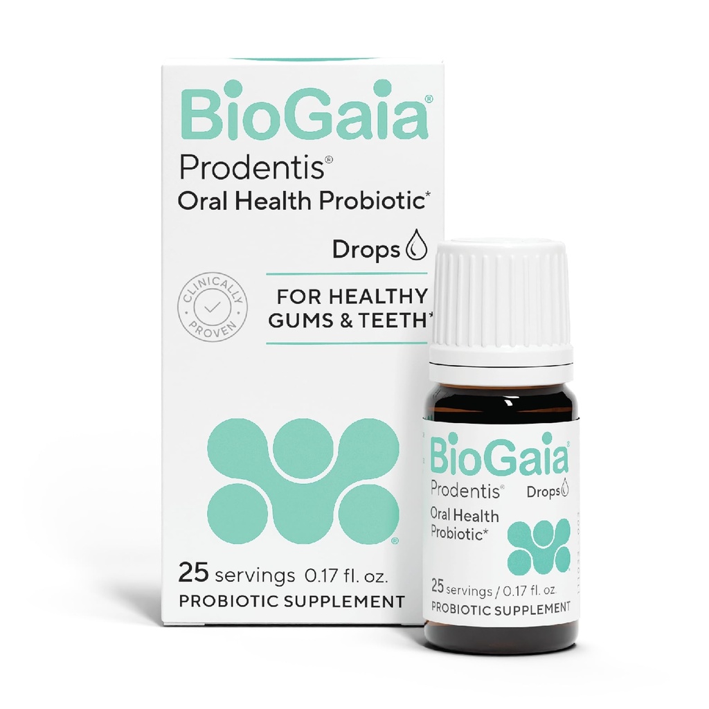 BioGaia Prodentis | Dental Probiotic Drops | Främjar hälsosamma tandkött och tänder | Försvar mot tandproblem | Parlamenterar oral mikrobiom | Förbättrar oral hälsa | Osmakad | 25 Dag Supply