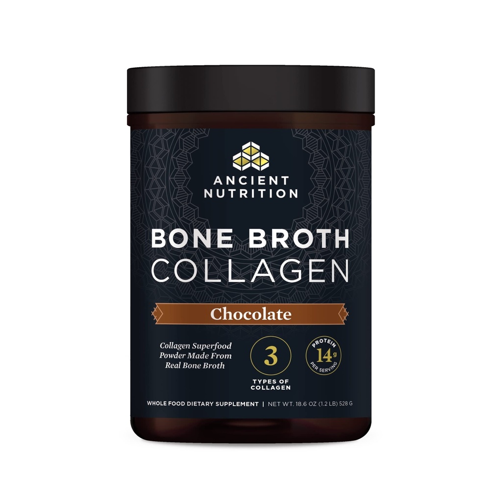 Antiikin ravitsemus Kollageenijauhe, luun Broth Kollageeni, suklaa, hydrolysoitu Multi Collagen Peptides, tukee ihoa ja kynsiä, Joint Supplement, 30 Tarjoiluja, 18,6oz