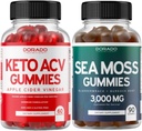 Keto ACV Gummies (60 Count) Advanced Weight Loss Formula ja Irish Sea Moss Gummies (90 Count) kanssa Bladderwrack & Burdock Root Kilpirauhasen, energia & Immuuni tuki - Non GMO, Vegan Safe & Made in US