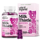 Wild & Organic Milk Thistle Gummies 1500 mg - Milk Thistle täydentää maksan Cleanse Detox - Silymarin Liver Detox Gummies - 30 päivän tarjonta - 60 Vegan, ei-GMO