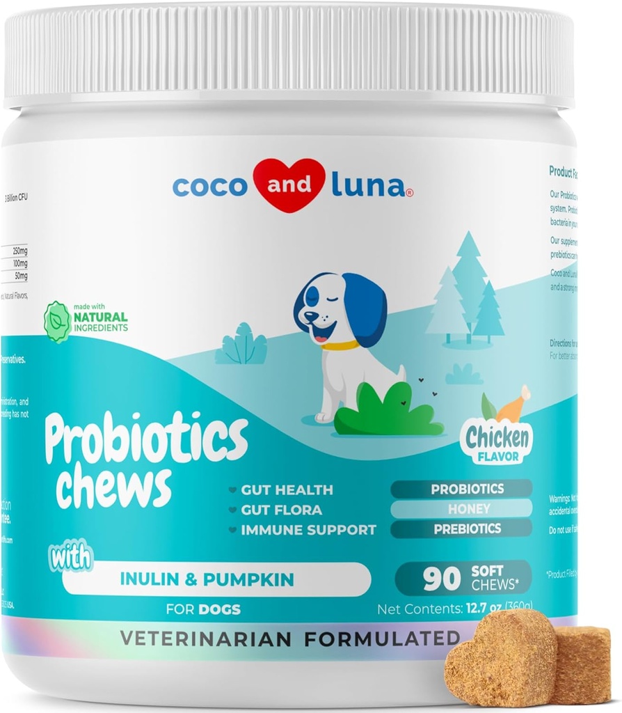Probiootit koirille Ruoansulatusterveys - Tuki Gut Health, ripuli, kaasu, & kausittaiset allergies - hunaja, kurpitsa ja prebiootit digestiivinen tuki, Bad Dog hengitys & Ummetus