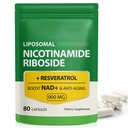 NAD-lisä, 900 mg - liposomaalinen nikotiiniamidi Ribosidi NAD+ Täydennys Resveratrol tukee Lihas, aivot, solujen energia - NMN täydentää Vaihtoehtoinen miehille ja naisille, 80 kapselia (Pack of 1)