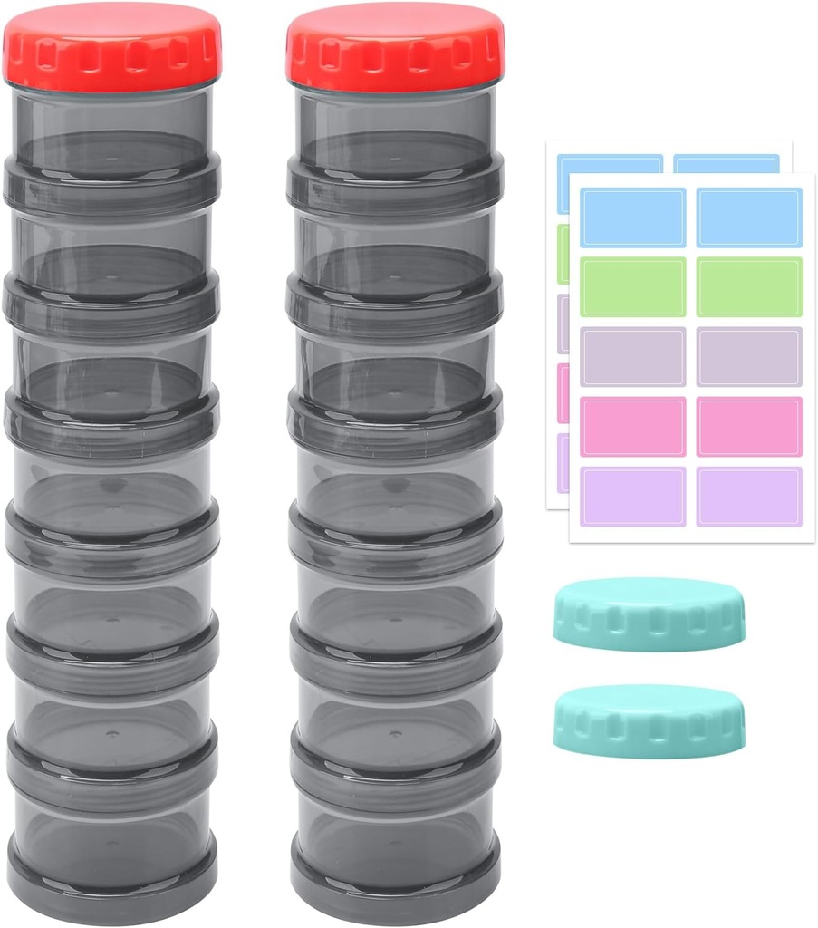 2 Pack 7 päivän pilleri Organizer tapauksessa pinottavissa viikoittain täydentää vitamiineja pillereitä haltija Dispender suuri läpikuultava musta extra Lid