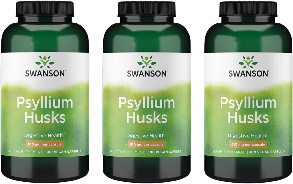 Swanson Psyllium Husk Dietary Fiber Supplement 610 mg 300 kapslar - (3 Pack)