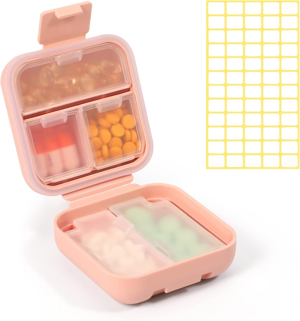 Dynippy Daily Pill Organizer 5 Osastot Kannettava Kosteus Todiste Pieni pilleri tapauksessa taskulaukku matka pilleri laatikko Kannettava lääke Vitamiini Kalan Oil Hold Container (Pink)