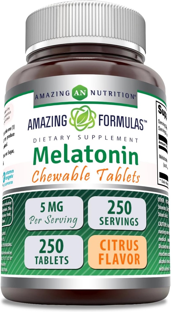 Hämmästyttävä Formula Melatoniinin purutabletti ... 5 Mg per tarjoilu 250 tablettia...