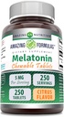 Hämmästyttävä Formula Melatoniinin purutabletti ... 5 Mg per tarjoilu 250 tablettia...