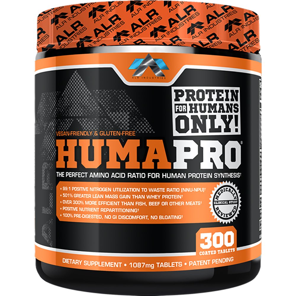 Humapro tabletter | Aminosyror Protein Matrix för människor | 99% Utilization för Lean Muscle | Vegan, Gluten Free | 300 tabletter / 60 portioner