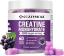 Kreatiini Monohydraatti Gummies 5000 mg miehille ja naisille, Gomitas de Creatina Creatiini Monohydraatti 5g, Creatina Monohidratada Gummy for Muscle Builder, Energy Boost, Pre-Workout täydentää, 60 kreivi, Grape