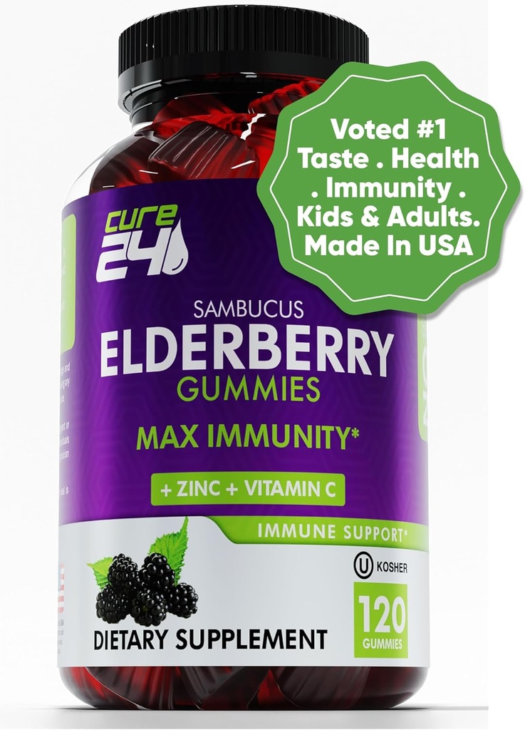 Elderberry Gummies c-vitamiinia ja sinkkiä 120 Count