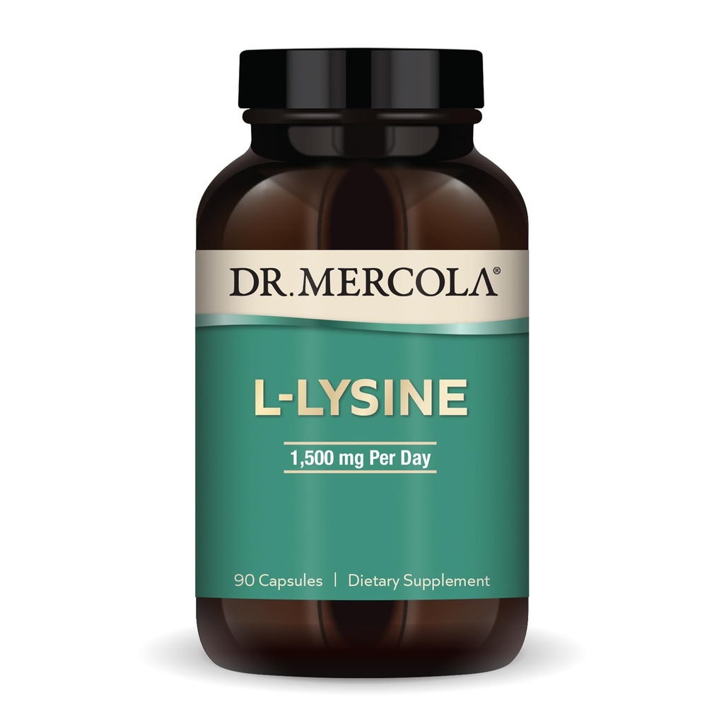 Dr Mercola L-Lysine, 90 kapslar 1500 mg L-Lysin, icke-GMO, Gluten Free, Soy Free