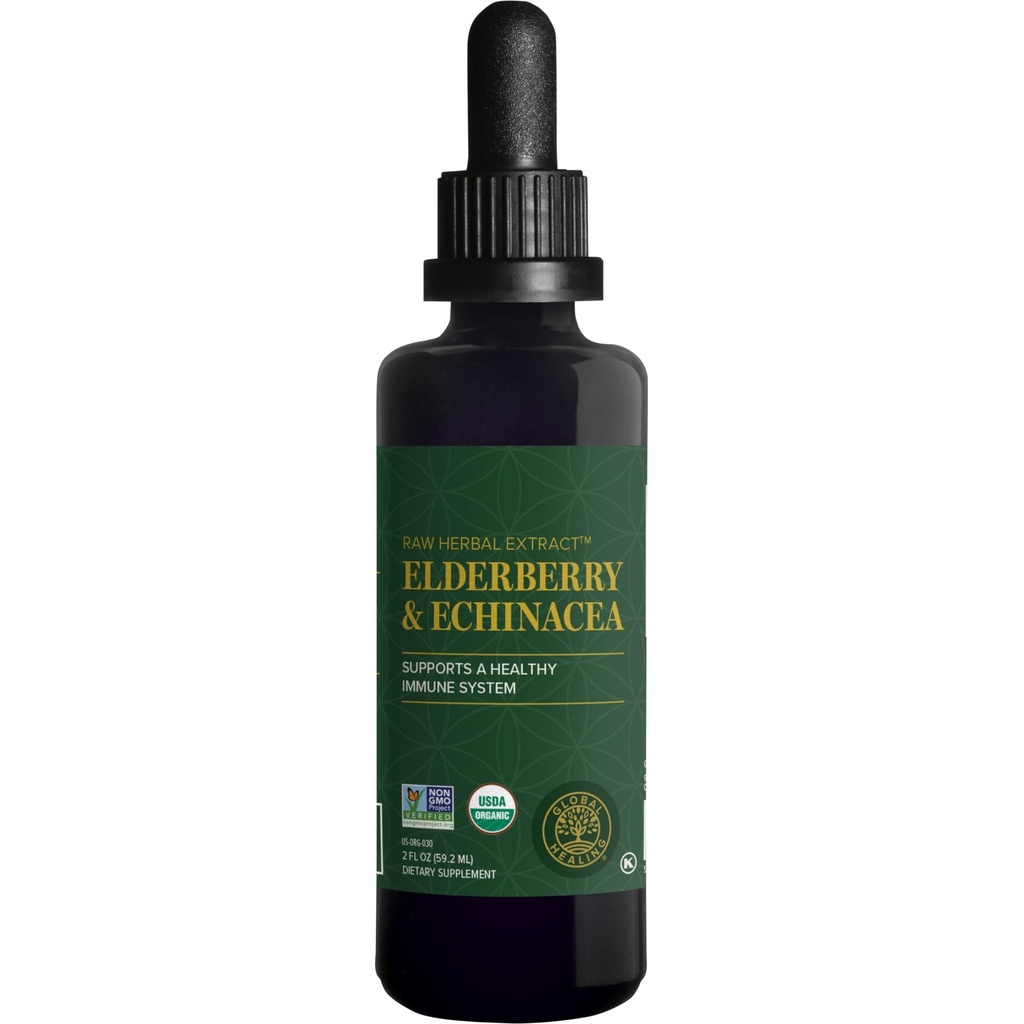 Maailmanlaajuinen paraneminen USDA Organic Elderberry & Echinacea Liquid Supplement Tincture 
