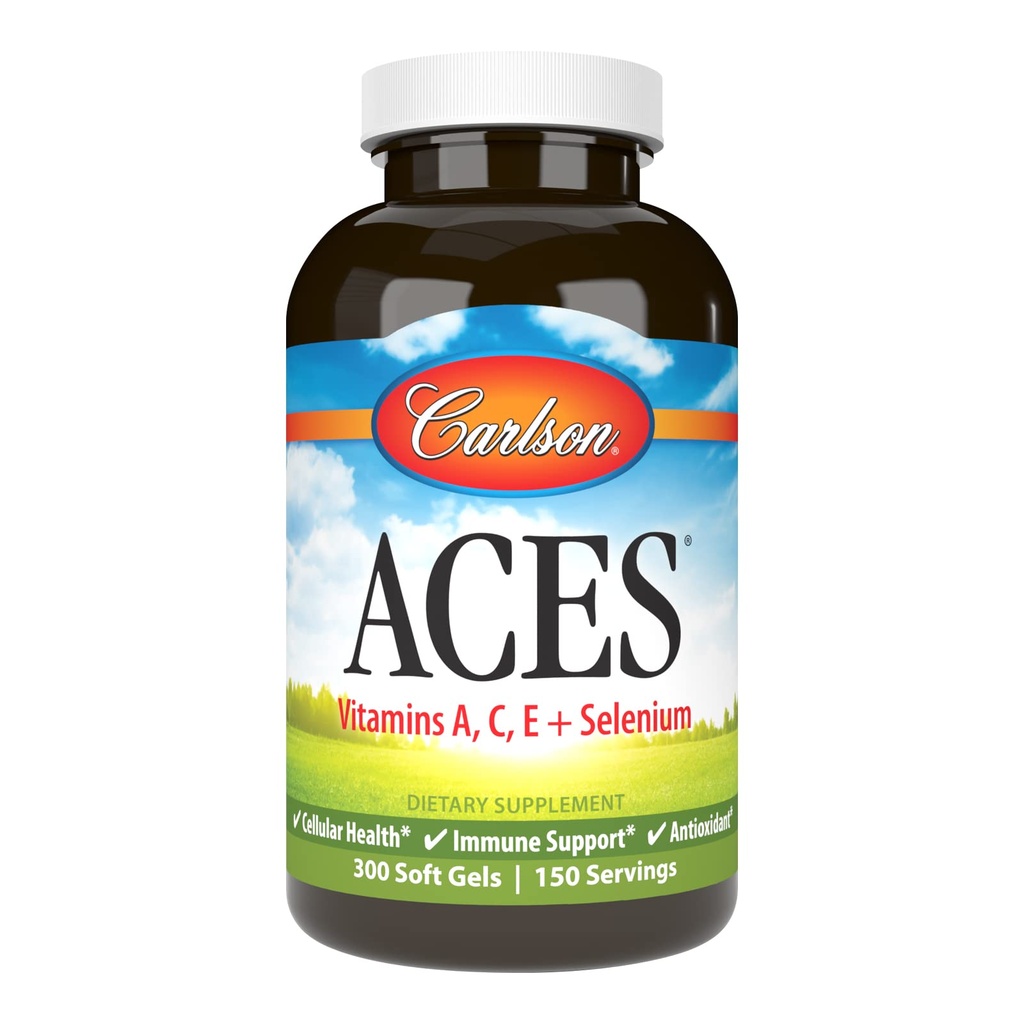 Carlson - ACES, A-, C-, E- + Seleeni, Cellular Health & Immunosupport, antioksidantti, 300 Softgels