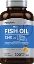 Piping Rock Mini Fish Oil 1340mg 200 Softgels Omega-3 Supplement for Miehet & Naiset