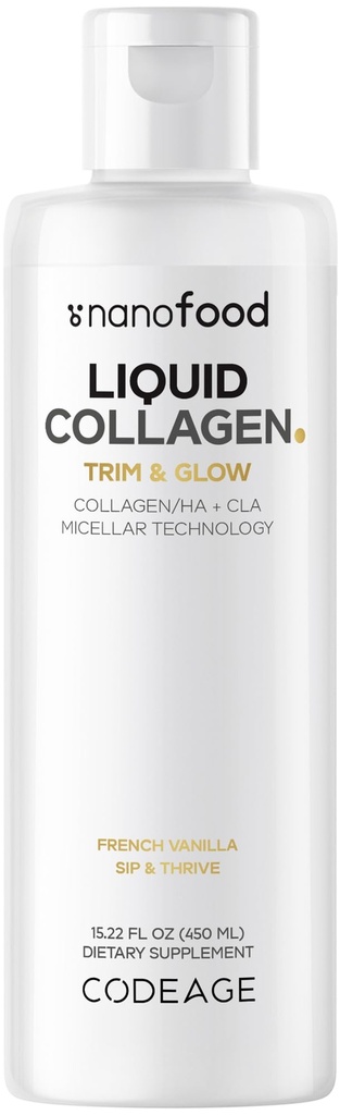 Koodaus Liquid Collagen Supplement Vanilla Flavor, Beauty Trim & Glow Liposomal Collagen Peptides, CLA Conjugated Linoleic Acid, Hyaluronic Acid, E-vitamiini, Hydrolysoitu, ei-GMO, 15,22 fl oz