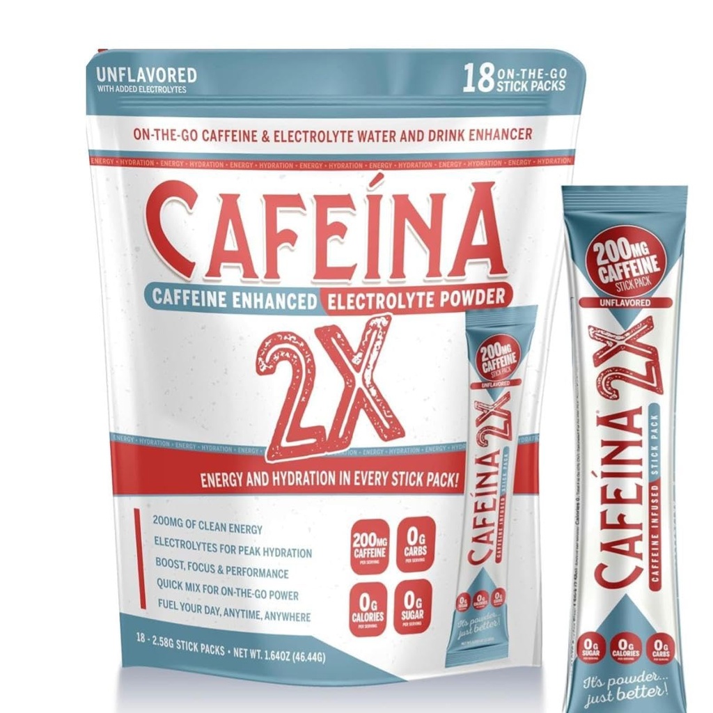 CAFEINA 2X - 200 mg kofeiini - ja elektrolyytti- infuusiokuiva- ainepakkaus (18 kreivi)