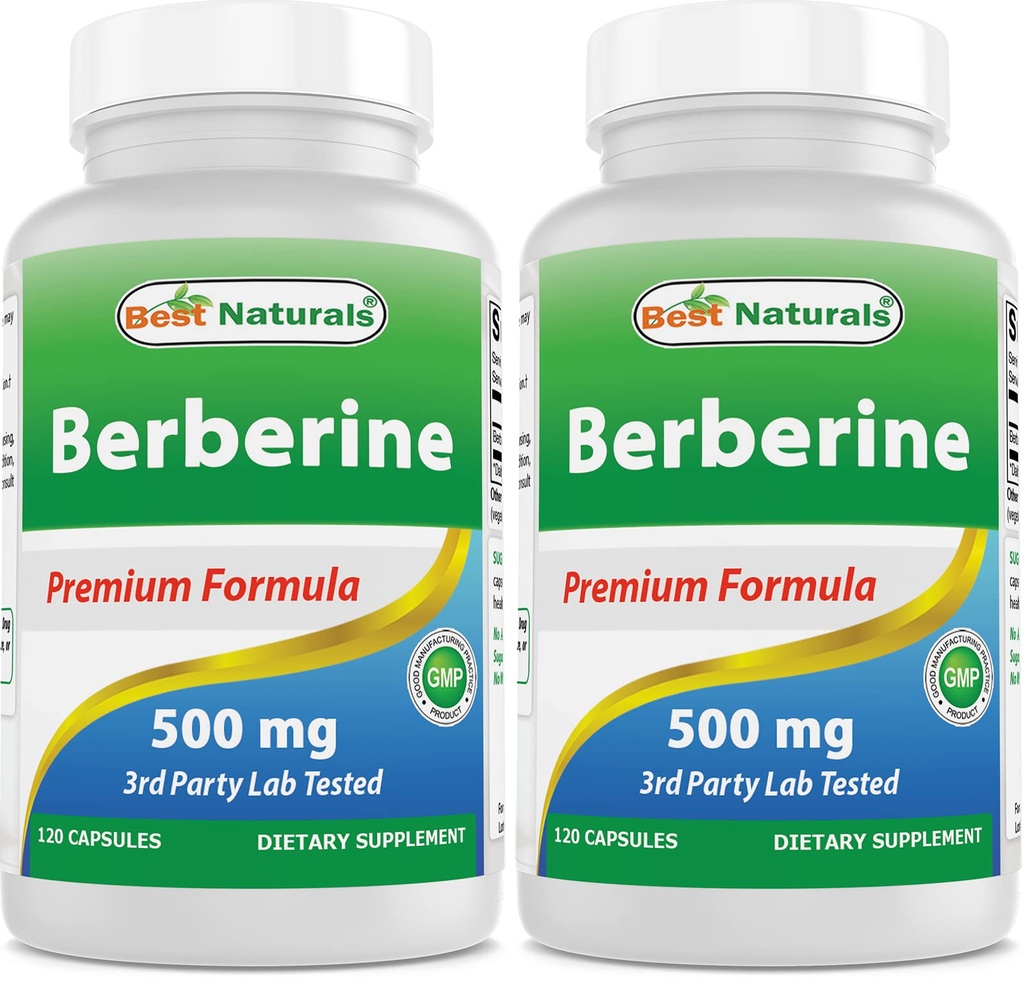 Best Naturals berberiini 500 mg 120 kapselia - Tukee immuunitoimintaa, sydän- ja ruoansulatuskanavan toiminta (120 laatikko 2)
